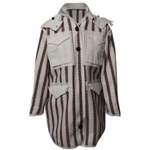 Sacai Luck Oversized Pockets Buttondown Tweed Jacket in Off-white Acrylic